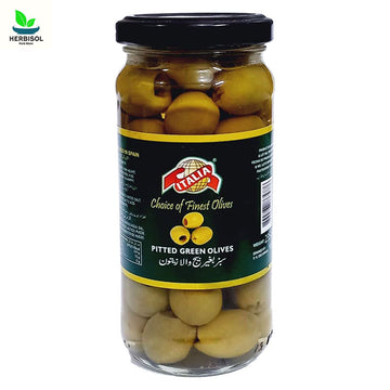 Green Olives by Italia - 235g - Pitted Green Olive / Sabz Bughair Bheej Wala Zaitoon - Imported From Spain image 0