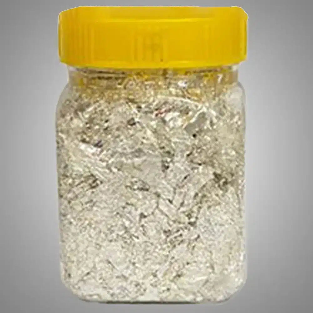 Warq Naqra Choora - Silver Flakes - 100% Original, Fresh and Pure Varq Chaandi Chura / Wurq Nuqra Chora / Naqra Flakes Chunks Paper Nakra Chunk by Herbisol image 0