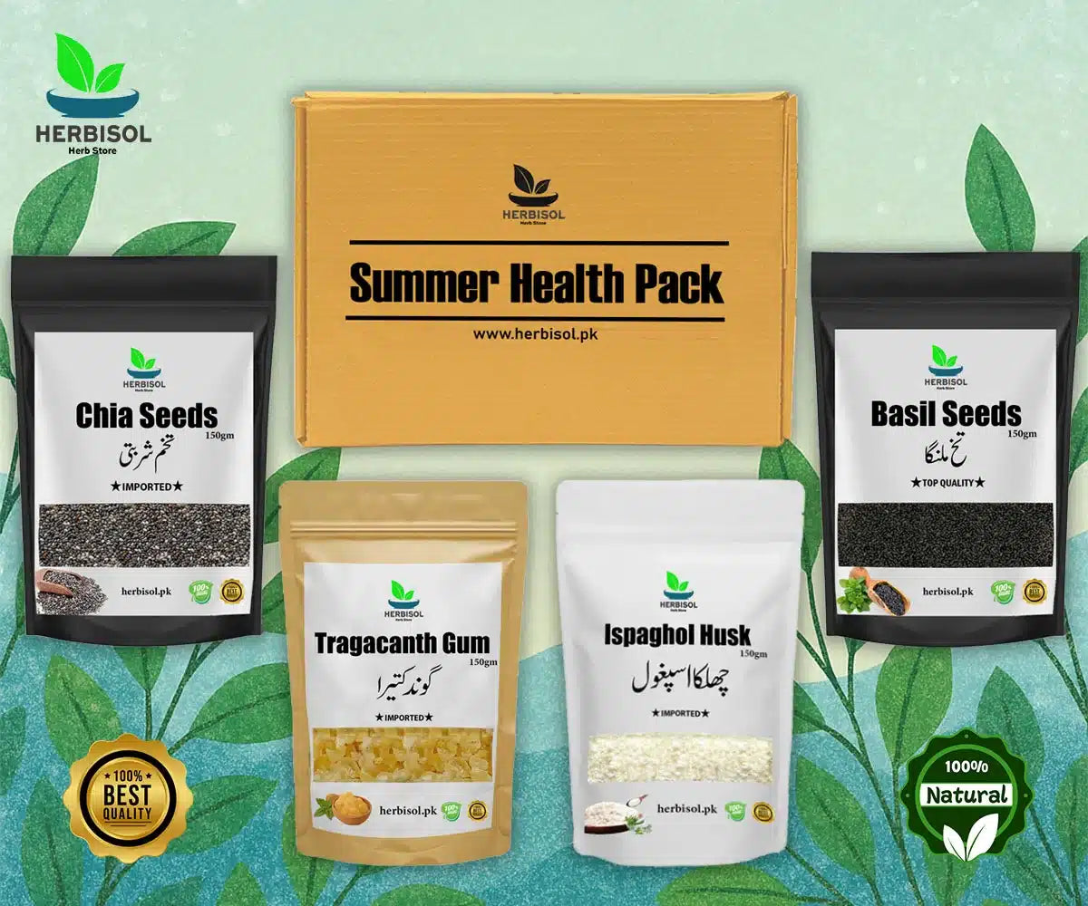 Pack Of 4 | Chia Seeds (imported) + Goond Katira (imported) + Tukh Malanga (best quality) + Chilka Ispaghol (imported) | 150gm Each | Box Packed | Summer Health Pack image 1