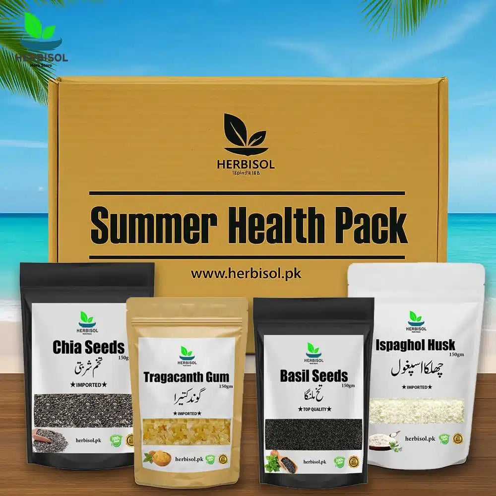 Pack Of 4 | Chia Seeds (imported) + Goond Katira (imported) + Tukh Malanga (best quality) + Chilka Ispaghol (imported) | 150gm Each | Box Packed | Summer Health Pack image 0