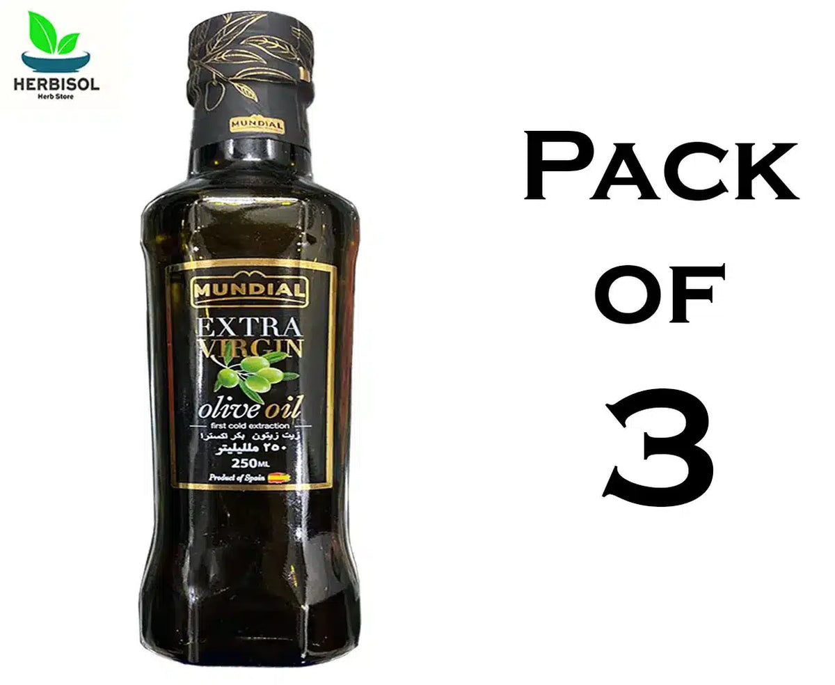 Olive Oil 250ml Extra Virgin by Mundial - Roghan e Zaitoon - Pure Tail - Imported From Spain - Pack Of 3 image