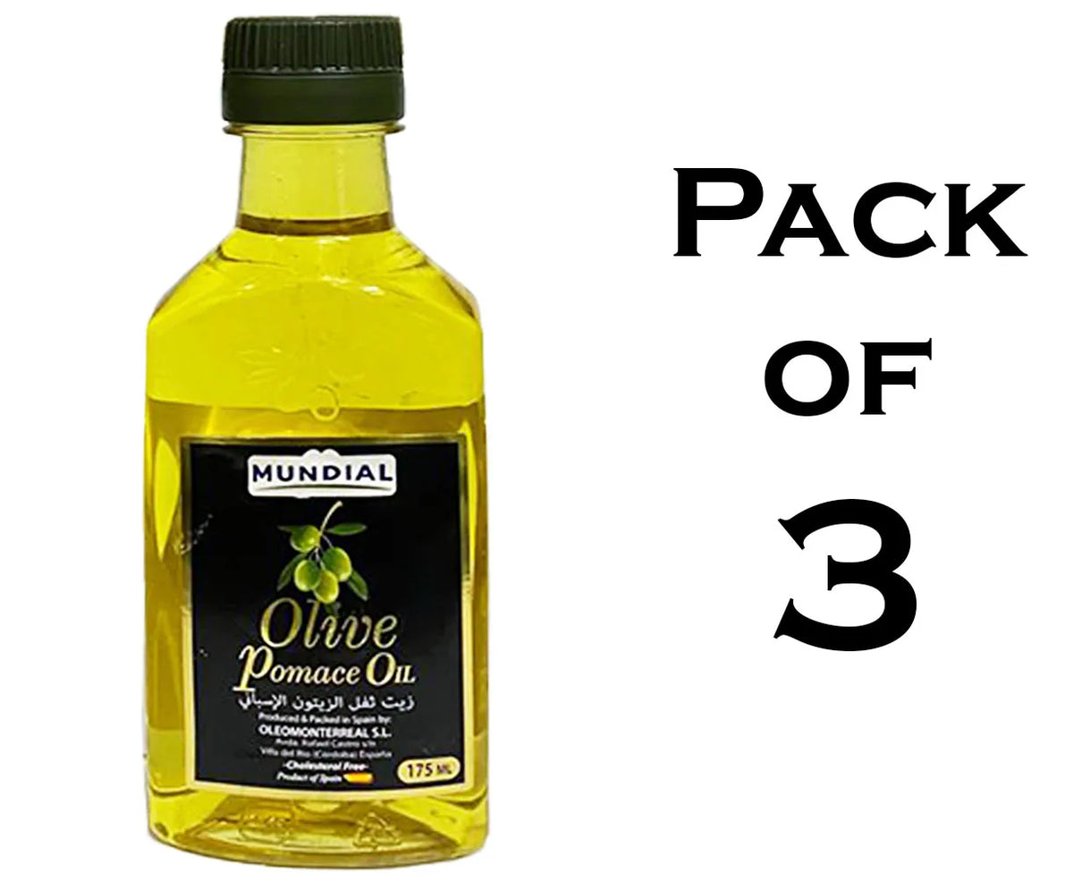 Olive Oil 175ml by Mundial - Roghan e Zaitoon - Pure Tail - Imported From Spain - Super Refined Pomace - Pack Of 3 image
