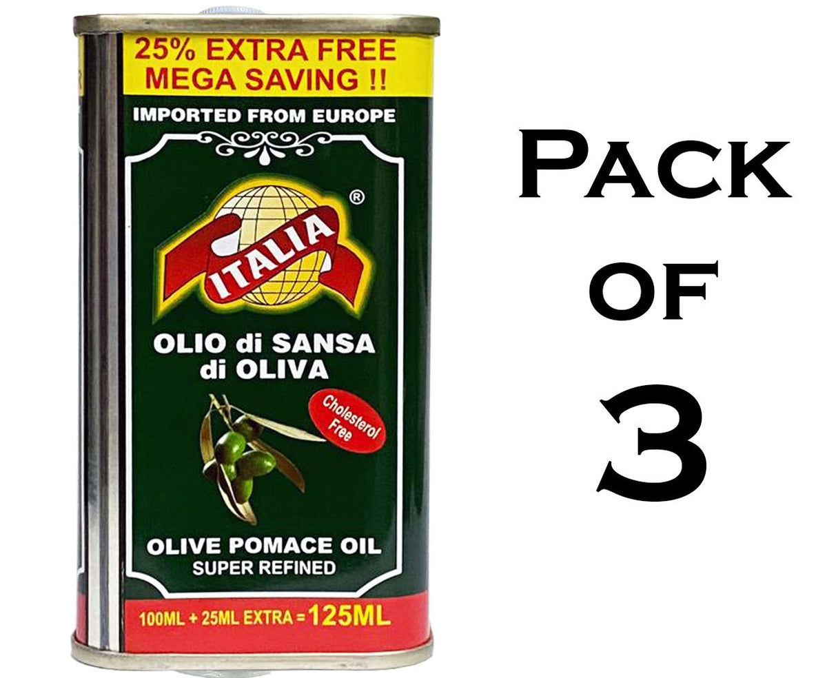 Olive Oil 125ml by Italia - Roghan e Zaitoon - Pure Tail - Imported From Spain - Super Refined Pomace - Pack Of 3 image